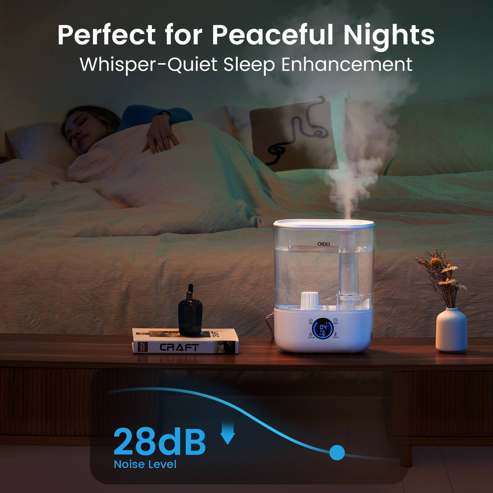 Perfect for Peaceful Nights  
Whisper-Quiet Sleep Enhancement  

28dB Noise Level