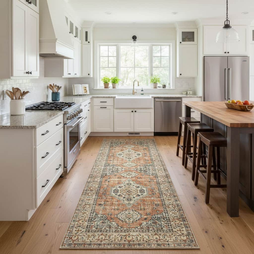 FINEAK - Vintage Washable Rug Runners for Hallways Non Slip Kitchen Runner Rug - Multi-Colored