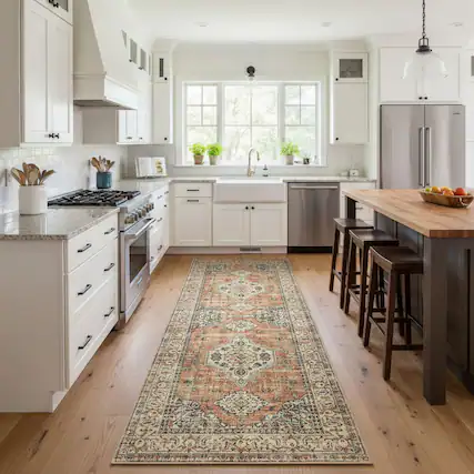 Front. FINEAK - Vintage Washable Rug Runners for Hallways Non Slip Kitchen Runner Rug - Multi-Colored.