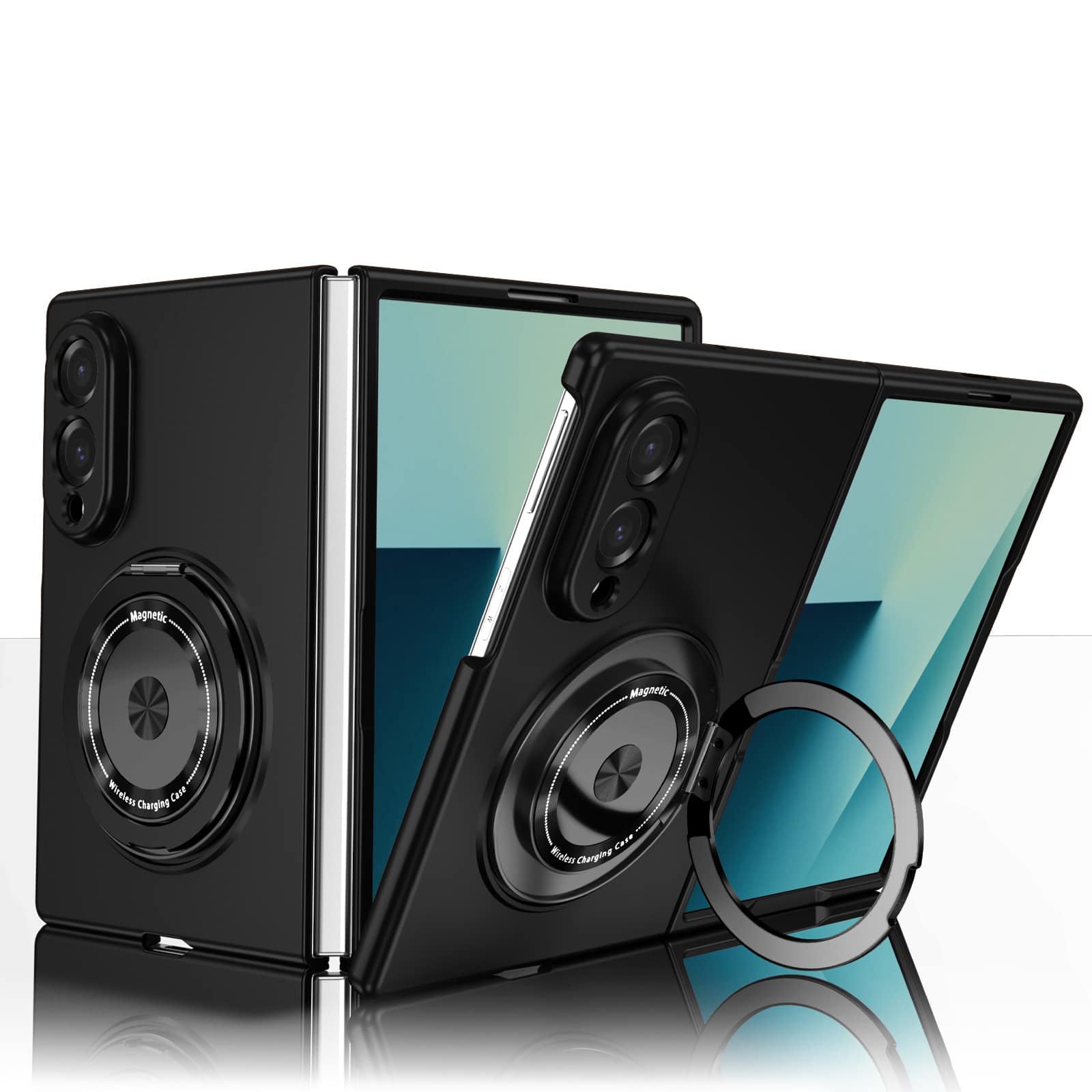 Dteck - Rugged Case for Samsung Galaxy Z Fold8, Magnetic Wireless Charger Anti-Scratch Ring Kickstand Shockproof Cover - Black price history on PriceWatchPro