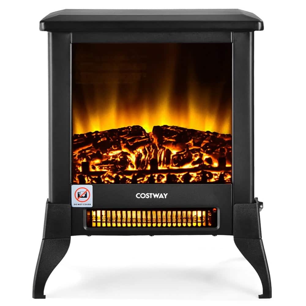 Resenkos - Fireplace Heater,Electric Fireplace, Compact Portable Space Heater with Realistic Flame Effect - Black