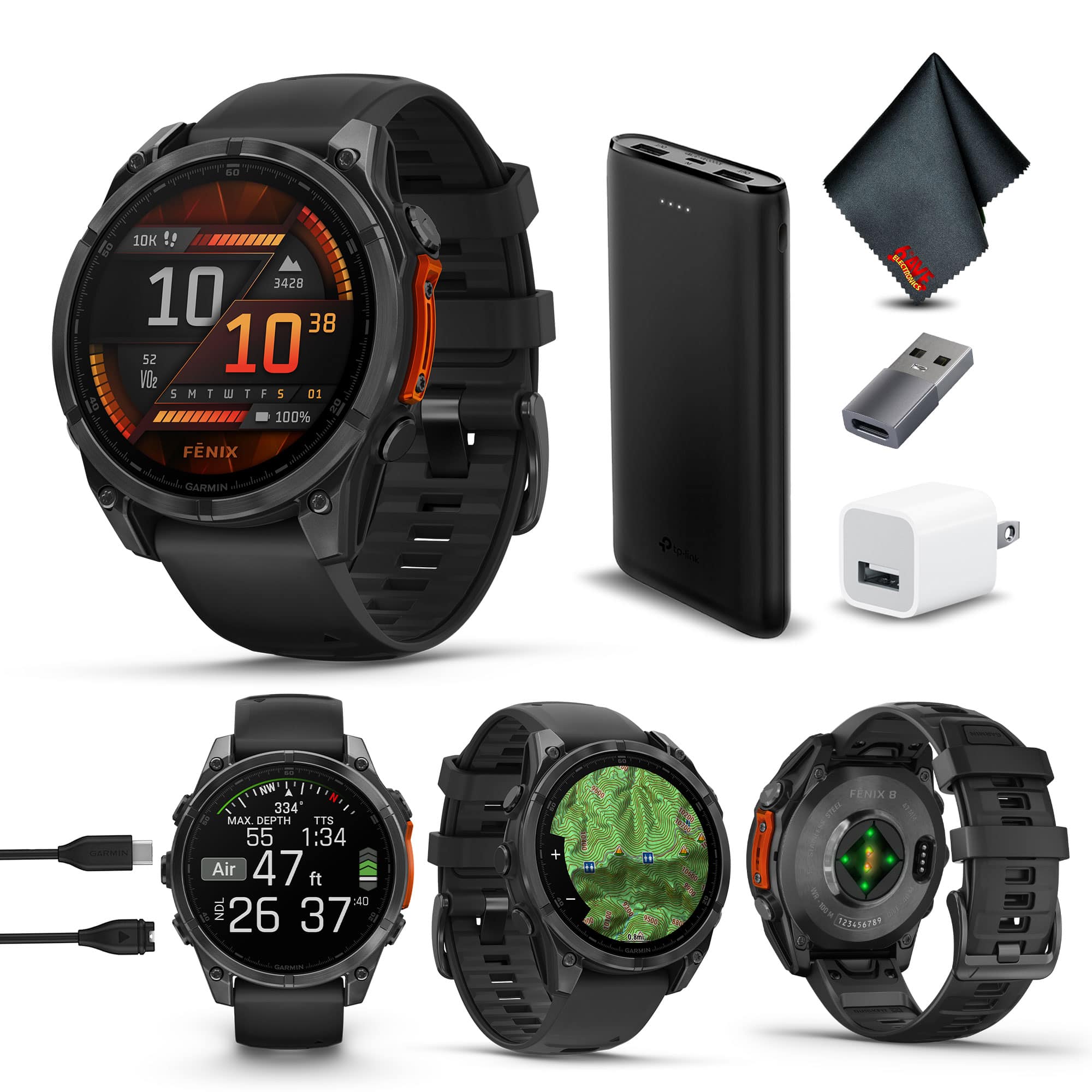 Garmin - fenix 8 – 47 mm, AMOLED, Slate Gray with Black Silicone Band - Black - (2024)