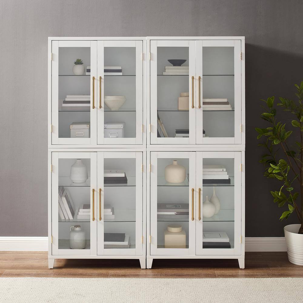 Alt View 10. Crosley Furniture - Roarke 2Pc Glass Door Kitchen Pantry Storage Cabinet Set - 2 Pantries - White.