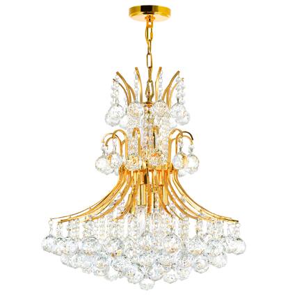 Front. CWI Lighting - Princess 10 Light Down Chandelier With Gold Finish - Gold.