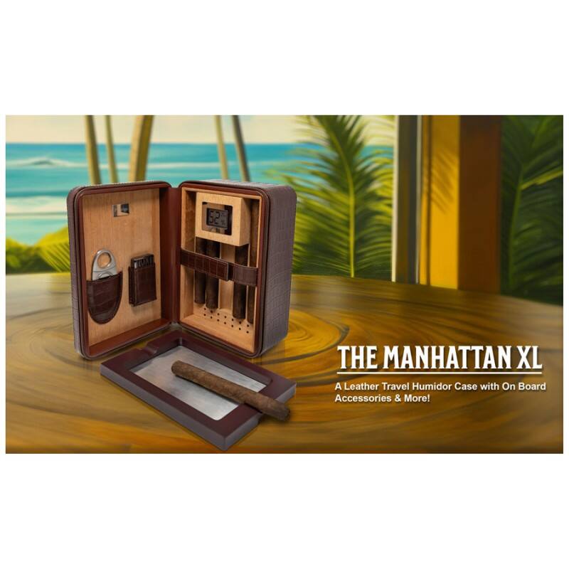52 THE MANHATTAN XL  
A Leather Travel Humidor Case with On Board Accessories & More!