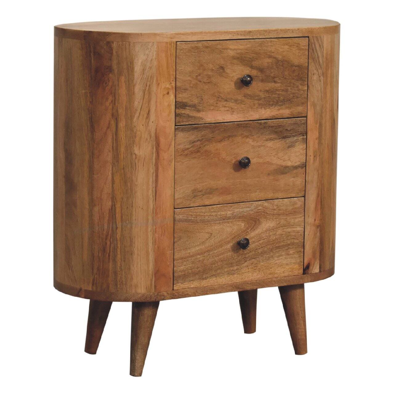Back. Artisan Furniture - Artisan Furniture Solid Wood Mini Oak-ish Cabinet, 3 Drawers, Brown - Brown.