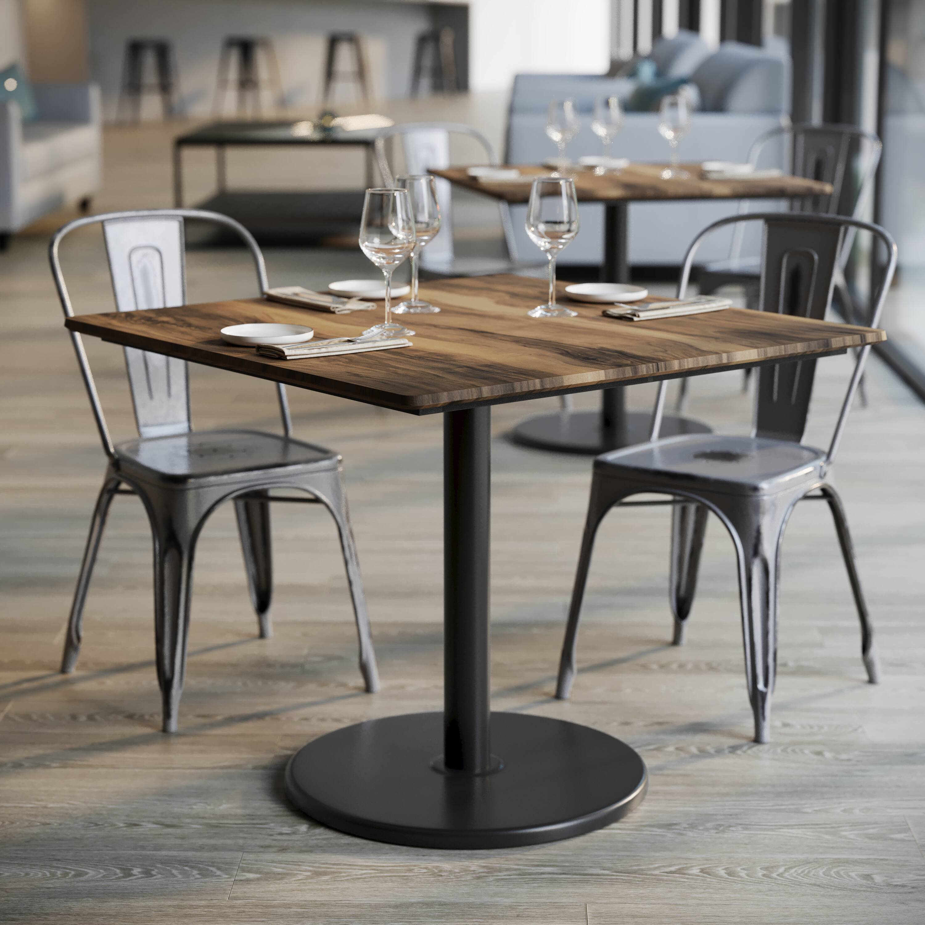 Alt View 4. Emma + Oliver - PureShield Tabletop with Seam-Free Surface Innovation and Table Height Round Base - Natural/Black Base.