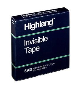 Scotch - Tape, 1" x 72 yds., 1" Core - Invisible Clear