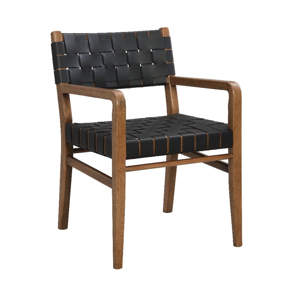 Left. Loheer - Loheer PU Leather Dining Chairs Set of 2 Industrial Modern Rubberwood Black - Black.