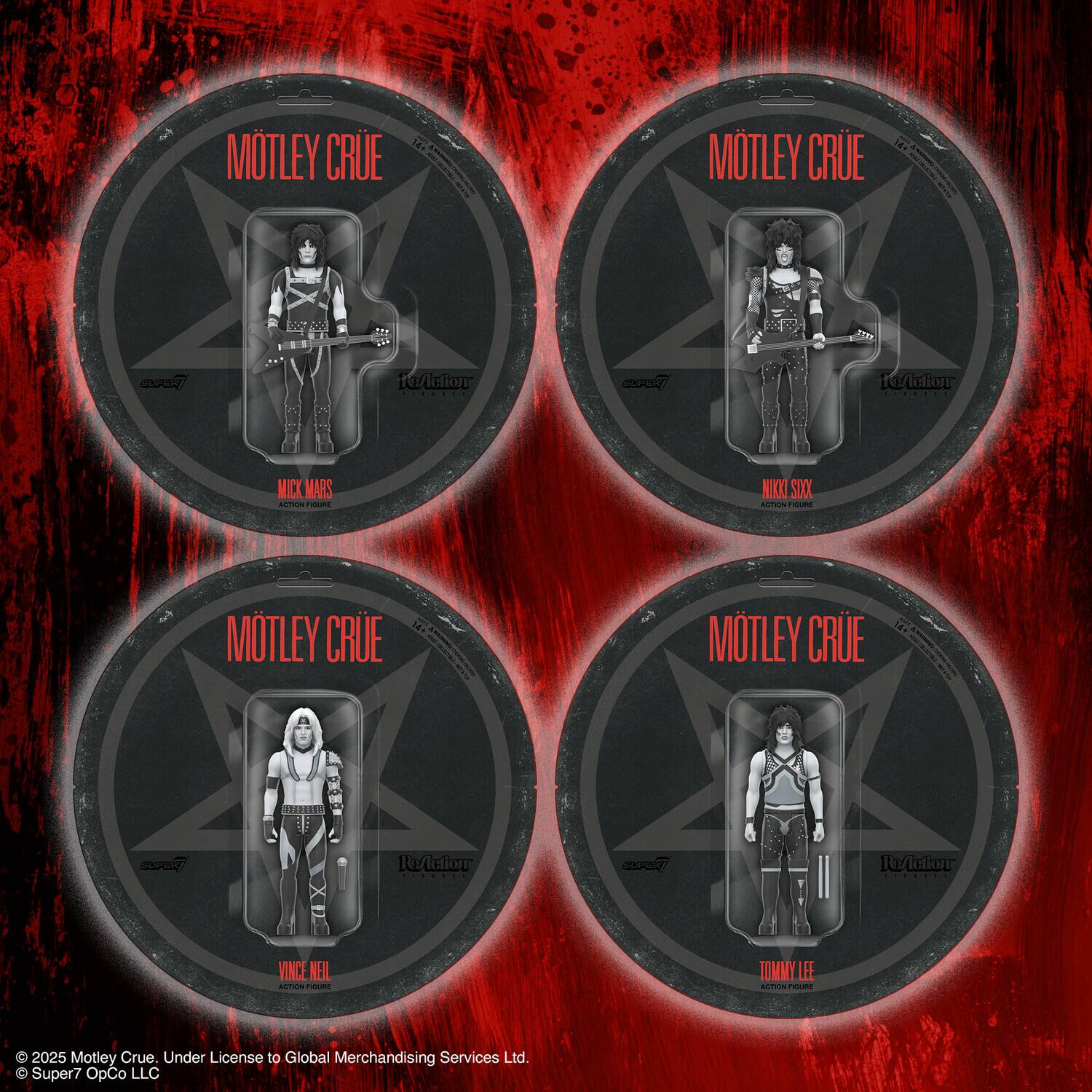 MOTLEY CRUE 14 MOTLEY CRUE 14e: CEPE LE Action Figure I.ERLL MICK MARS. - : NIKKO STOXX - MOTLEY CRUE MOTLEY CRUE *R CRT Ia/lotion cAat R Iclon VINCE NEIL adias TOMMY LEE AETION FOUTE C 2025 Motley Crue. Under License to Global Merchandising Services Ltd. C Super7 OpCo LLC