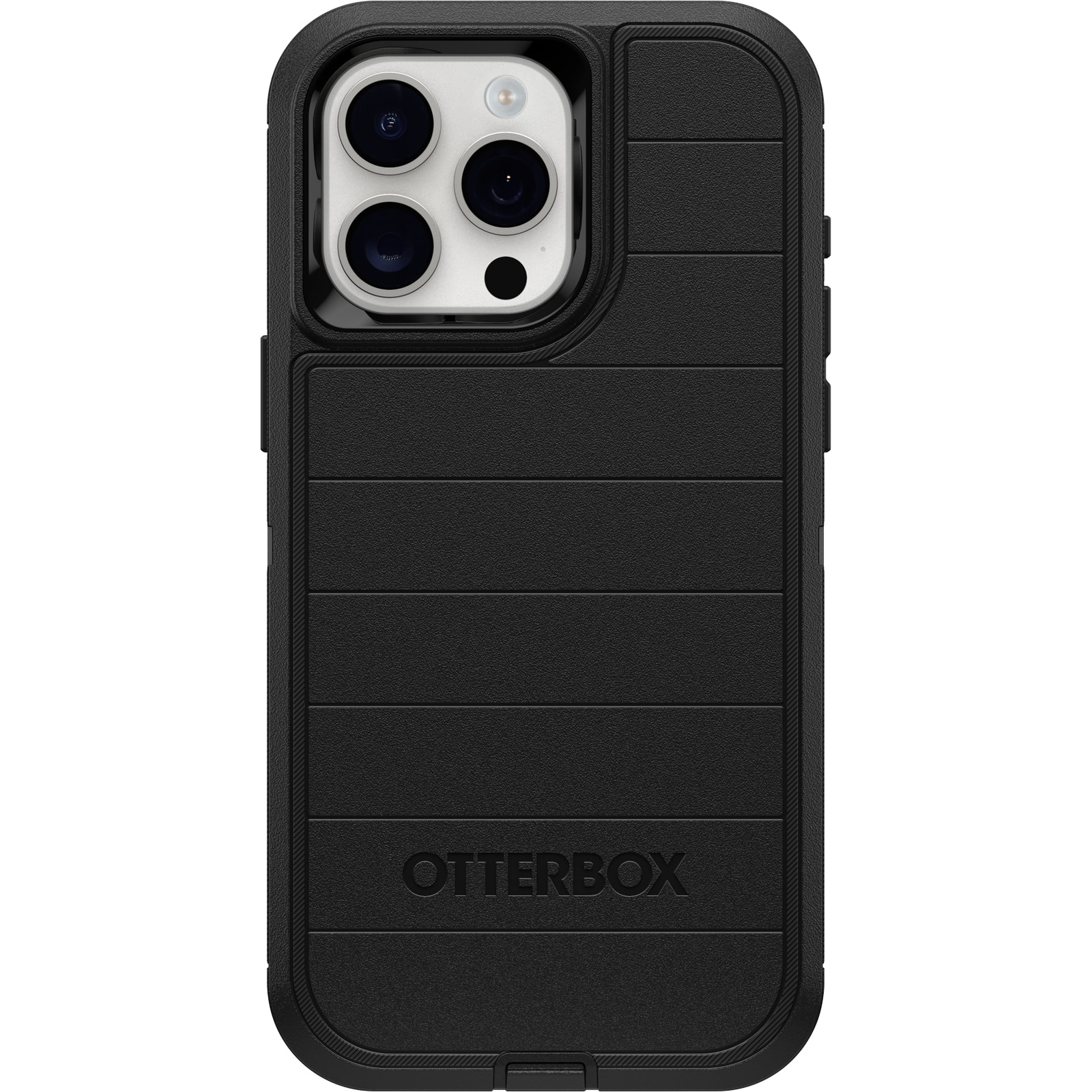 Front. OtterBox - Defender Series Pro Hard Shell for Apple iPhone 15 Pro Max - Black.