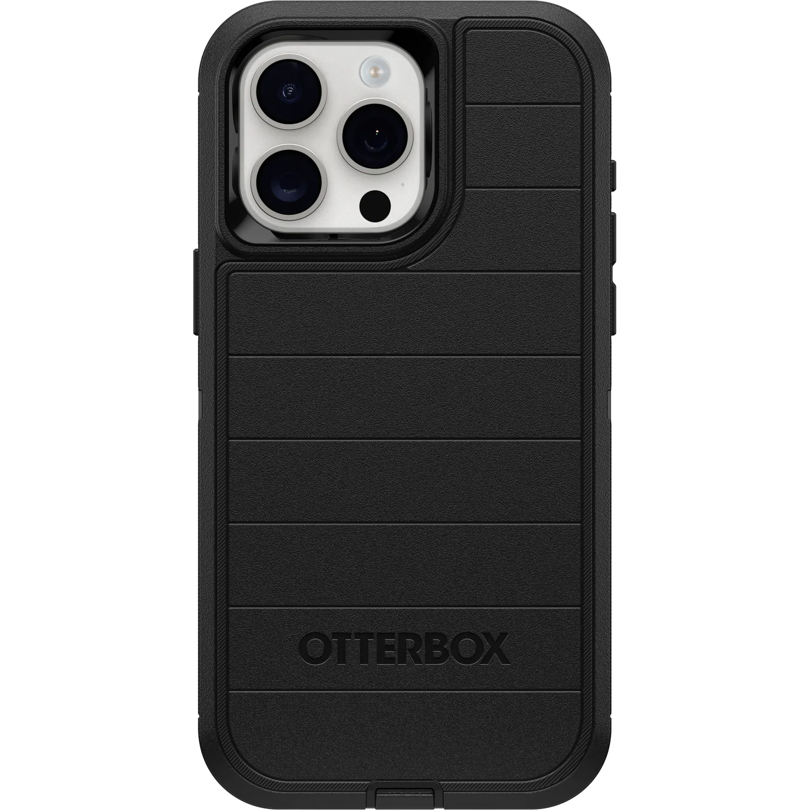 Front. OtterBox - Defender Series Pro Hard Shell for Apple iPhone 15 Pro Max - Black.