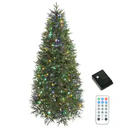 Homcom - Prelit Christmas Tree with Dual-Color LEDs, All Realistic Tips - Green
