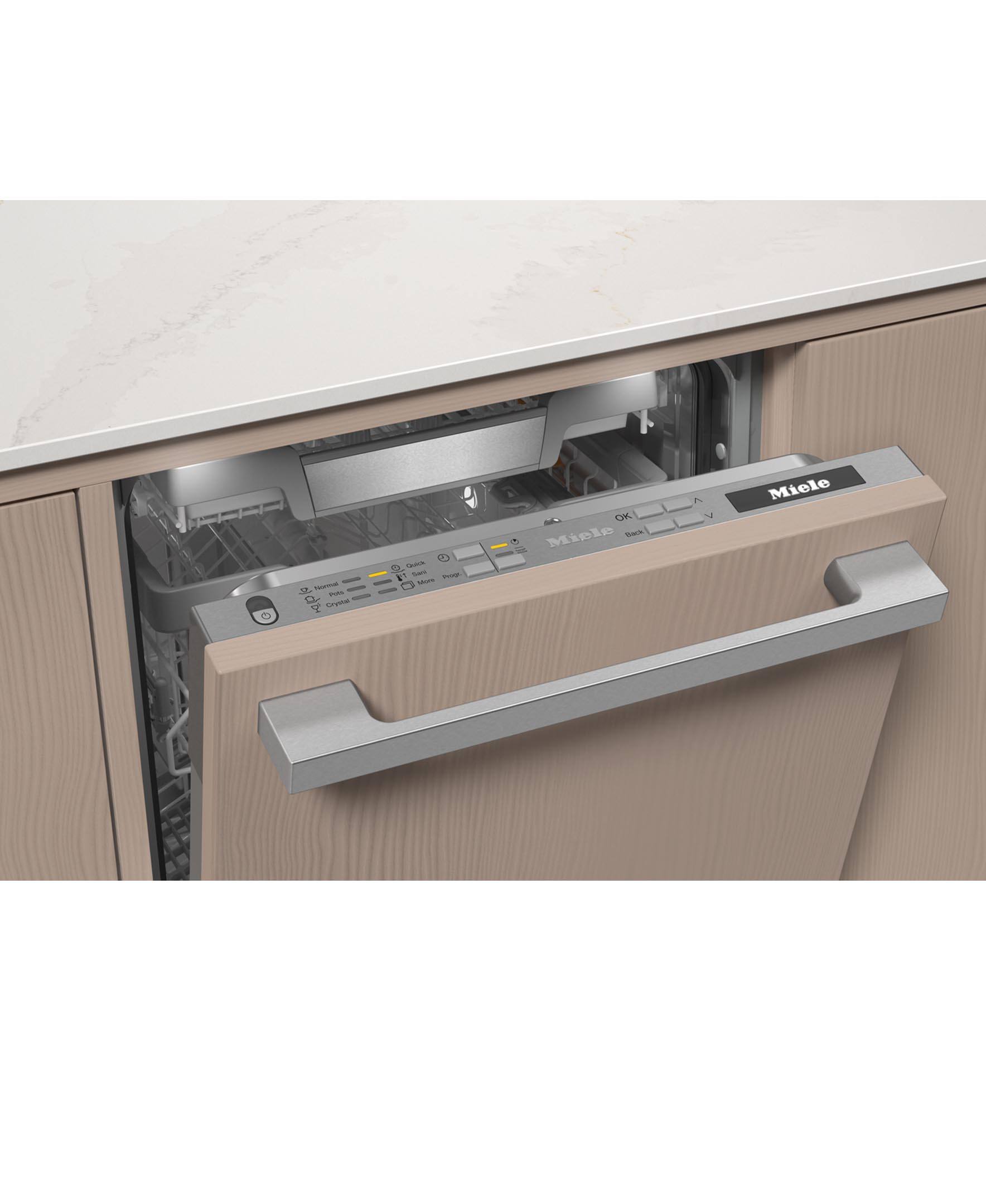 The text on the image reads "Sieta no 1 S - - OK Miele." This text is likely a description or a label for the appliance, which is a Miele dishwasher.