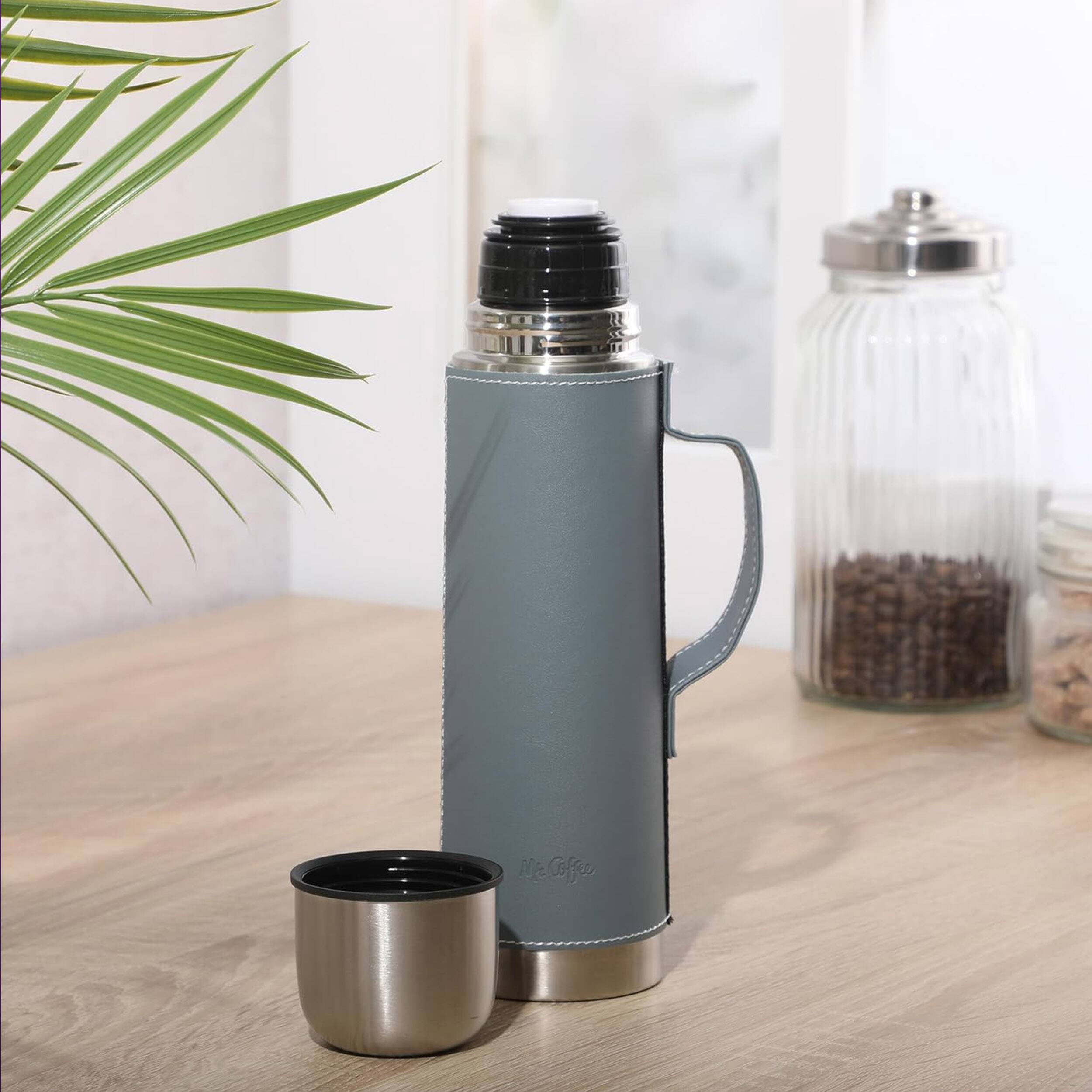 Alt View 2. Mr. Coffee - Mr. Coffee Leatherette Stainless Steel 23oz Thermal Bottle with Lid in Blue - Blue.