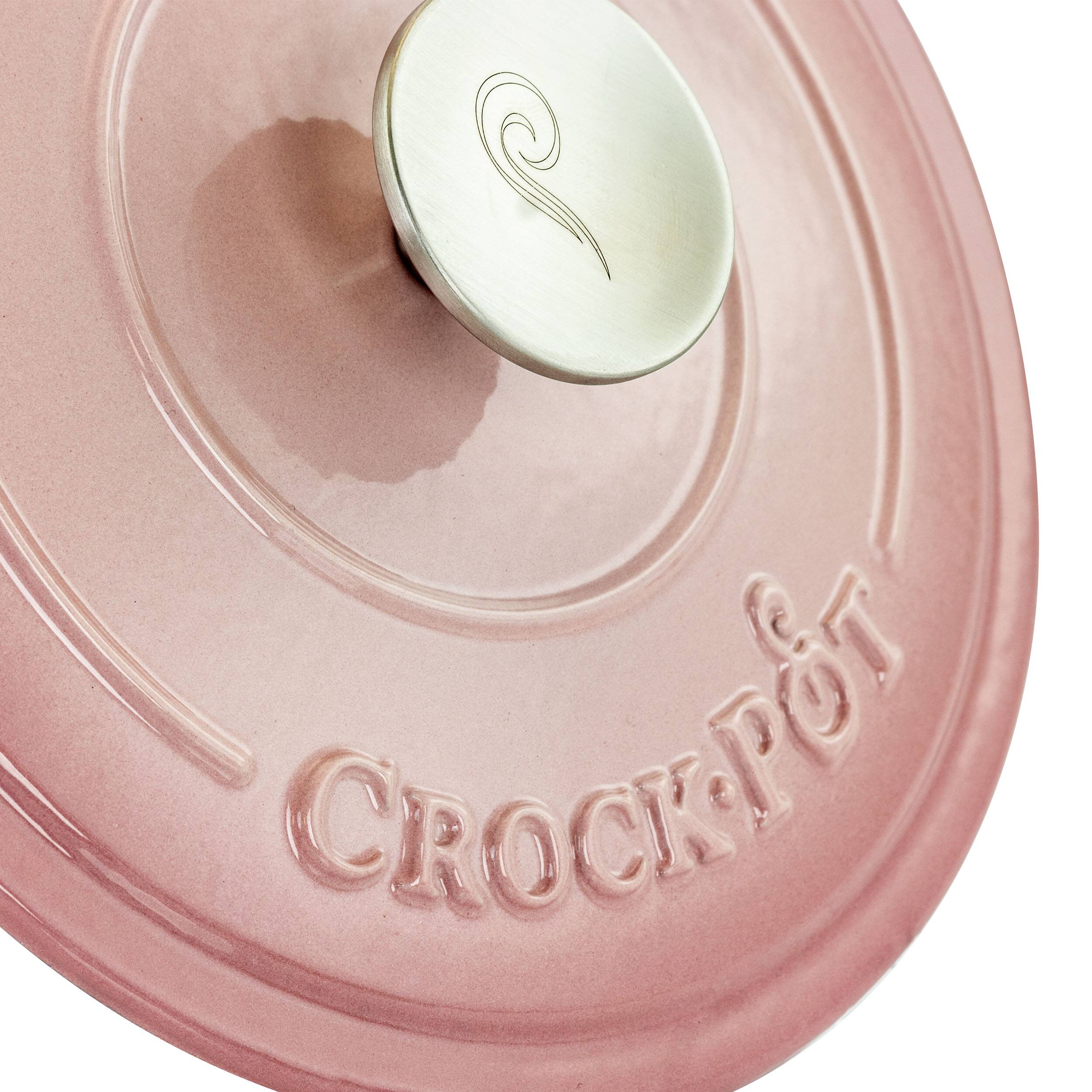 Alt View 5. Crockpot - Crock-Pot Artisan 2 Piece 3 Quarts Enamled Cast Iron Dutch Oven in Blush Pink - Blush Pink.