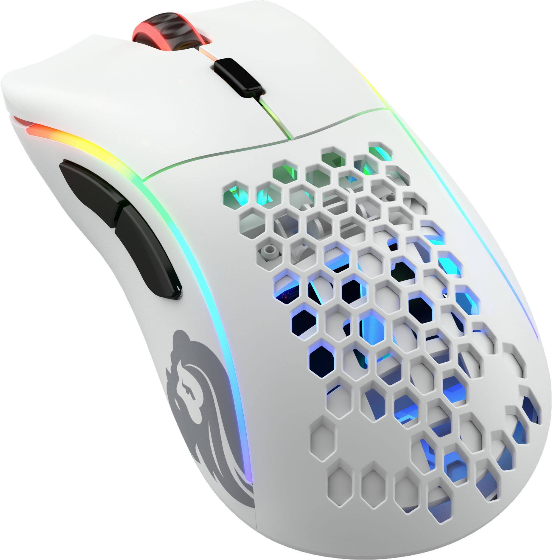 Angle. Glorious - Model D Lightweight Wireless Optical Gaming Mouse with Customizable RGB - White.