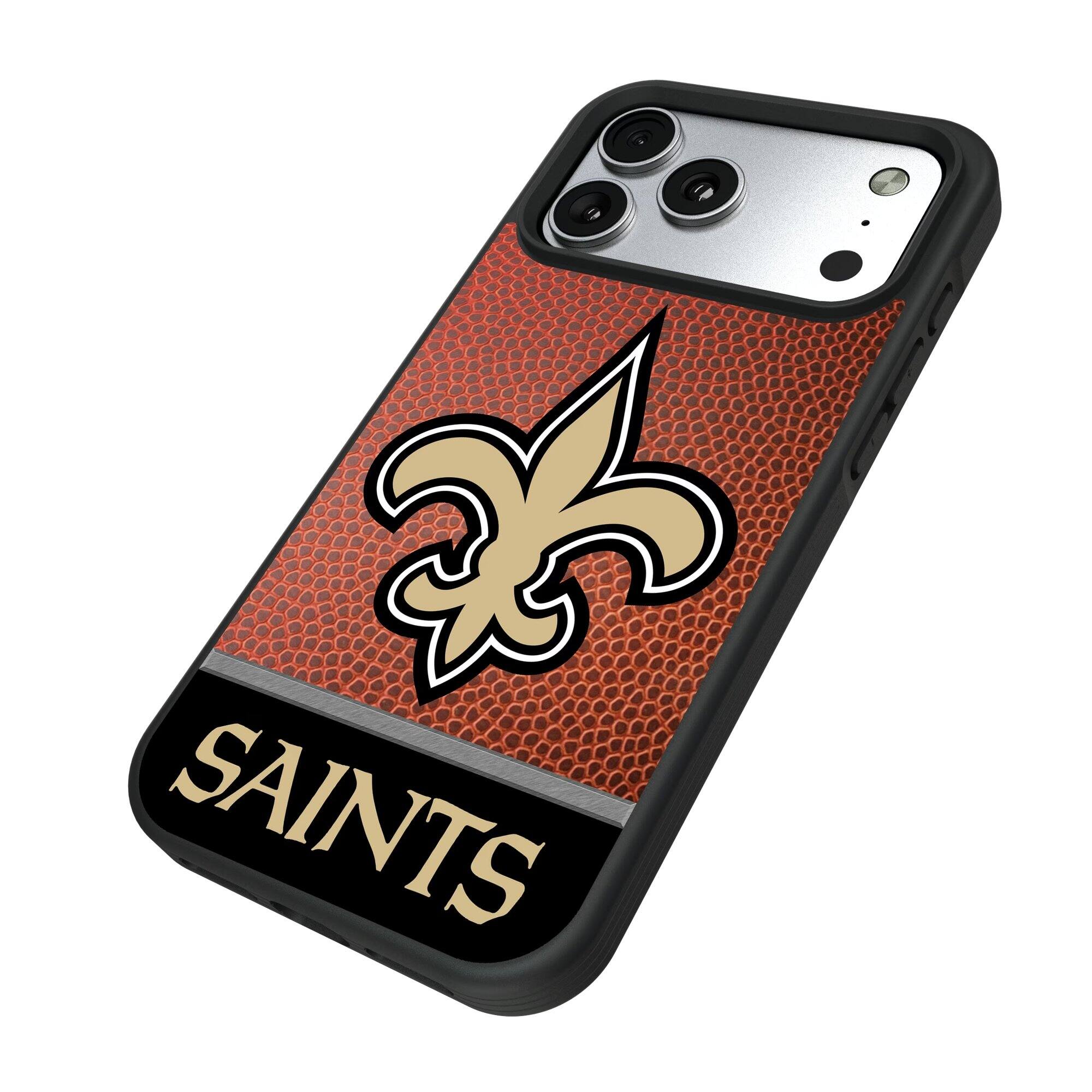 Alt View 1. Keyscaper - New Orleans Saints iPhone Bump Case with Football Design - 15 Plus - Multicolor.