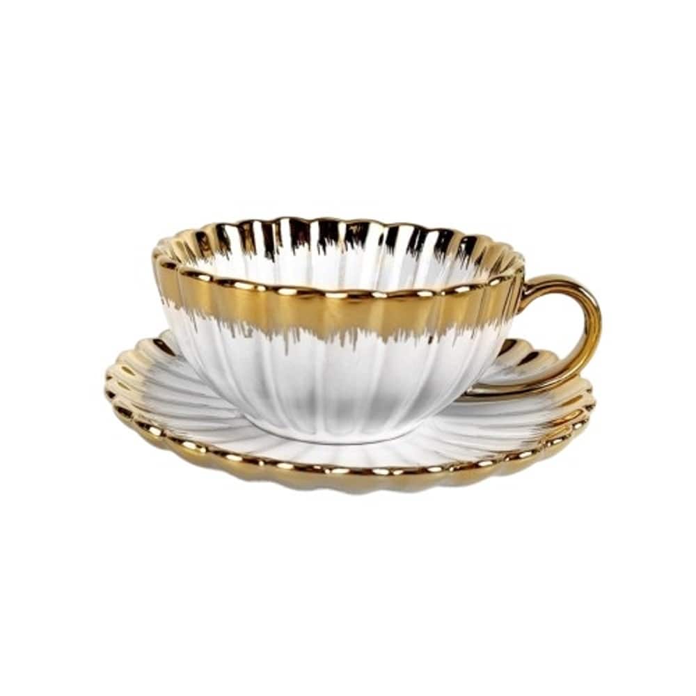 Jiallo - Ceramic Cup and Saucer with Gold Edge - White price history on PriceWatchPro