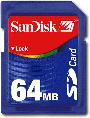 Front Standard. SanDisk - 64MB Secure Digital Memory Card.