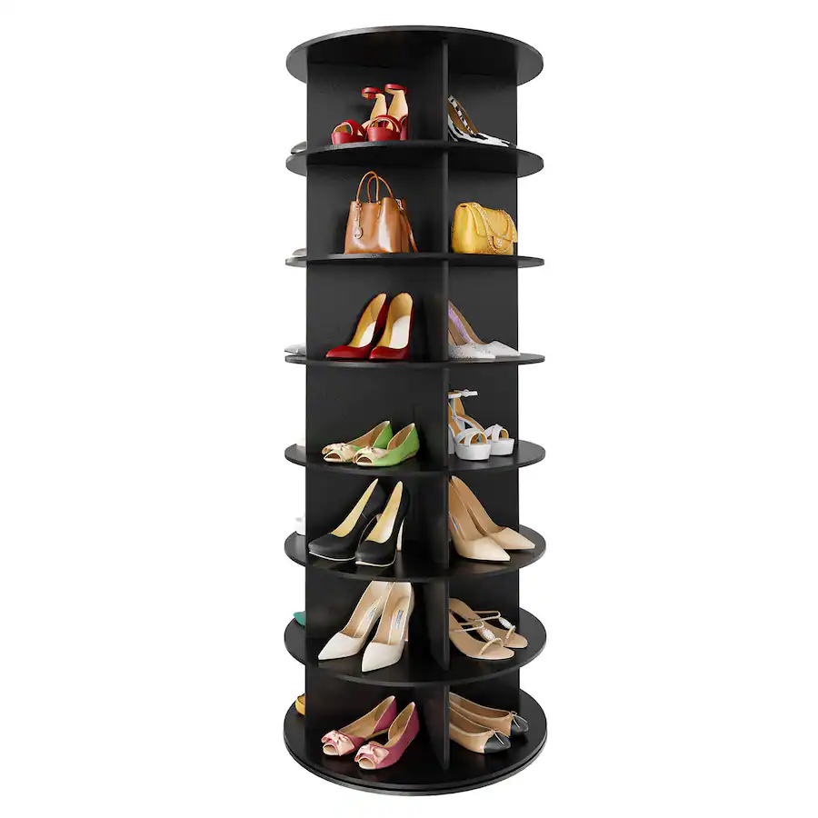 Circle Rack Rotation Dazzed Corner 7 Tier Rotating Shoe Rack Tower, Revolving 360 Shoe Rack ...