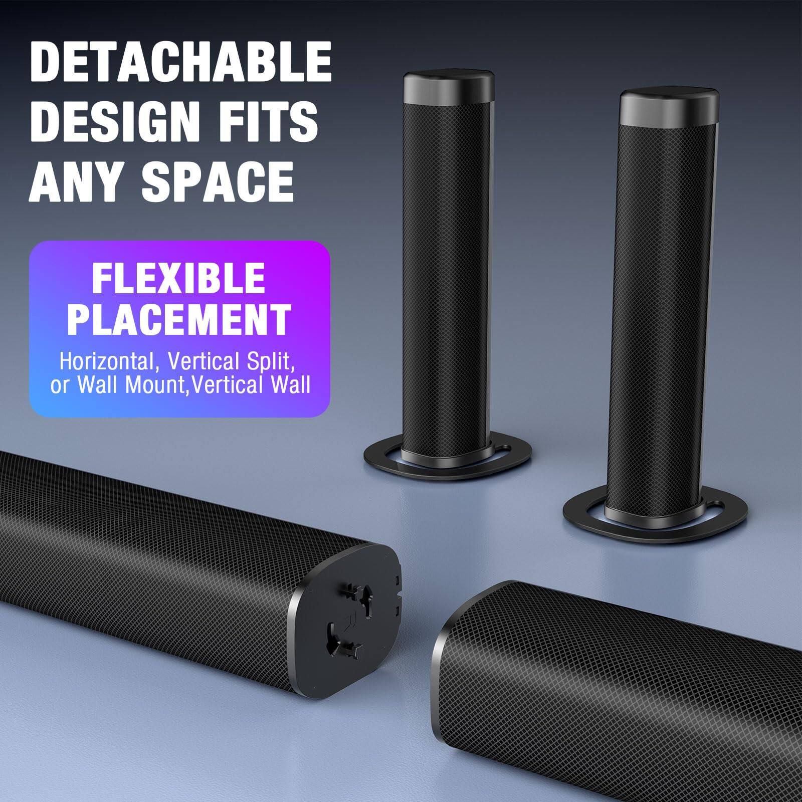 DETACHABLE DESIGN FITS ANY SPACE

FLEXIBLE PLACEMENT

Horizontal, Vertical Split, or Wall Mount, Vertical Wall