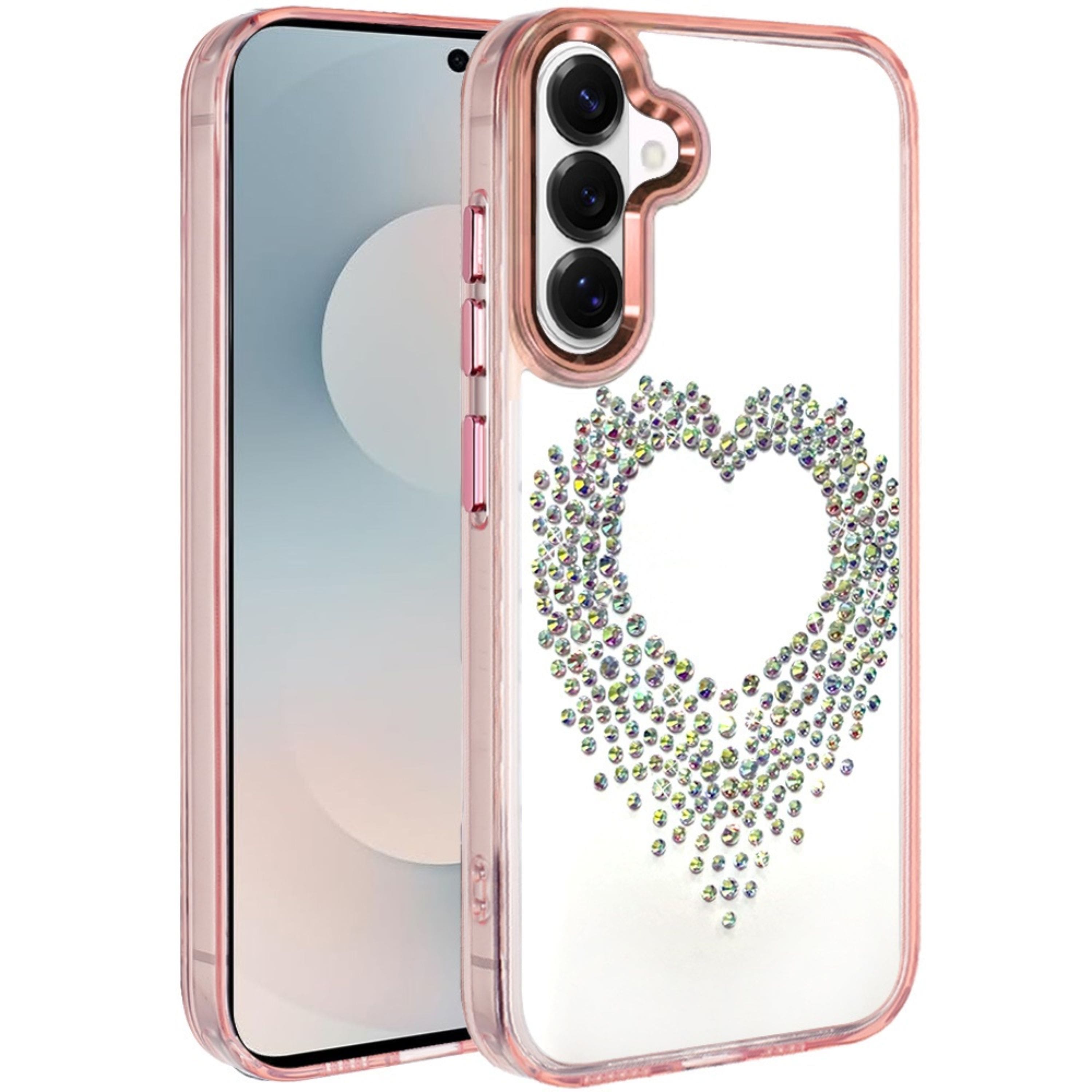 Kitcheniva - Heart Rhinestone Clear Case With Tempered Glass For Samsung S26 Plus - Rose Gold price history on PriceWatchPro