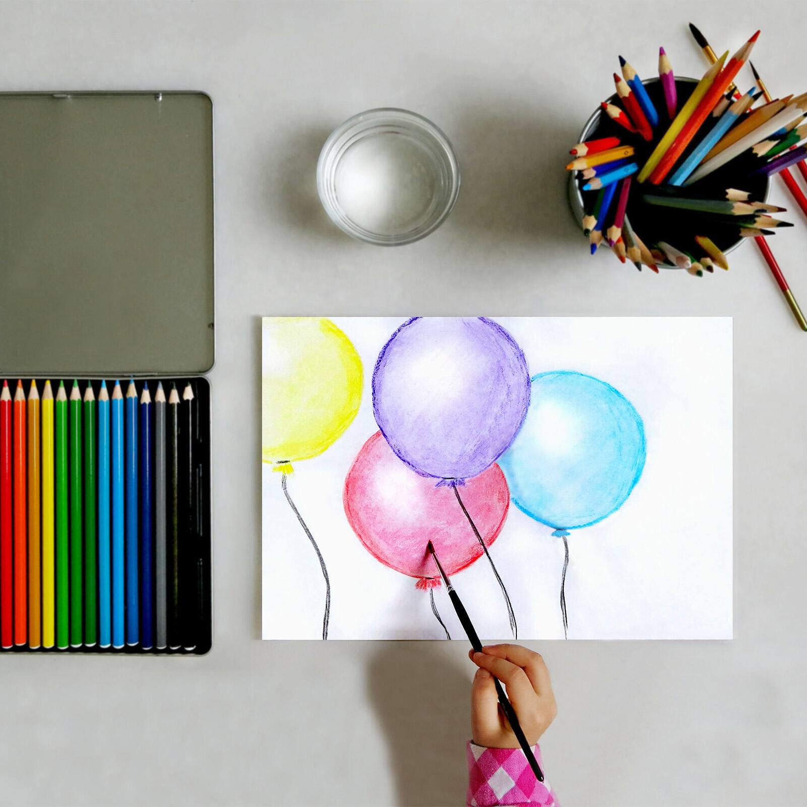 Alt View 6. Unique Bargains - Watercolor Pencil, 6Pcs Water Soluble Pencils for Blending, Coloring, Sketch Drawing, Painting, Bright Blue - Bright Blue.