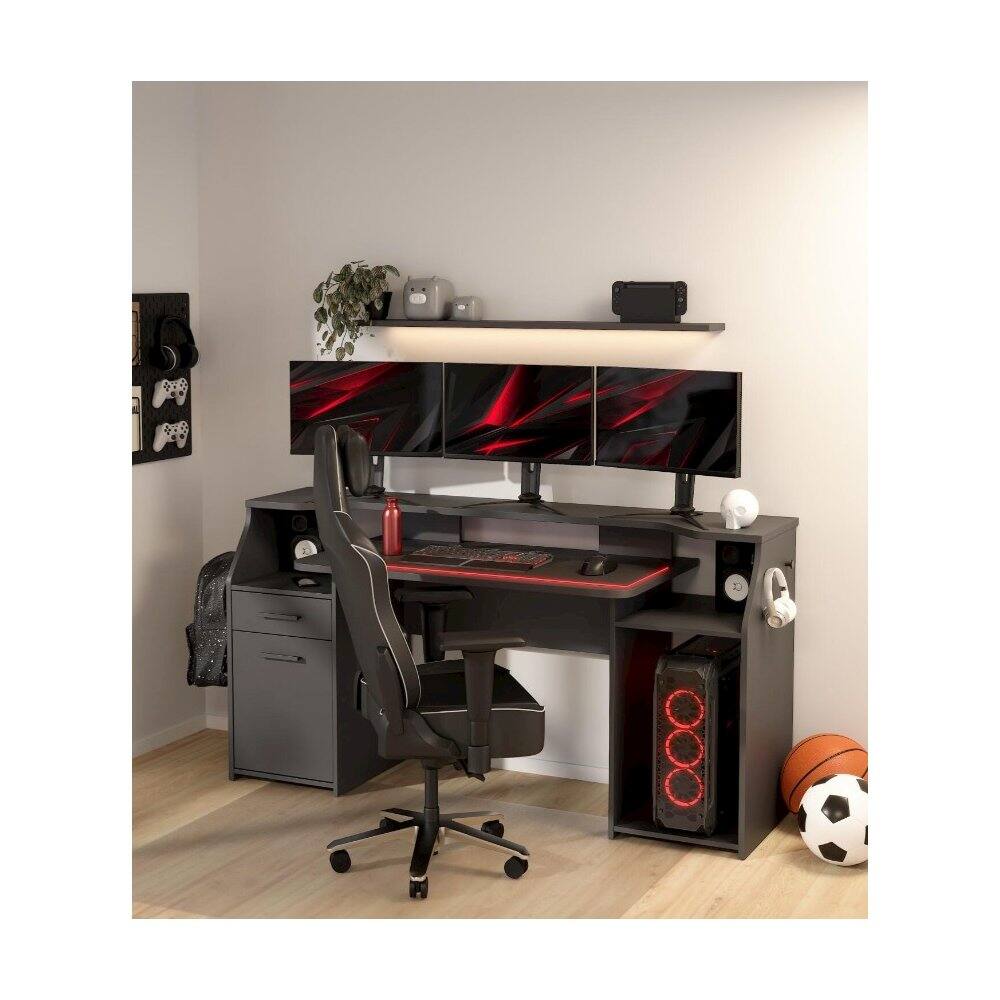 Alt View 7. Tvilum - Function Plus Gaming Desk, Matt Grey - Gray.