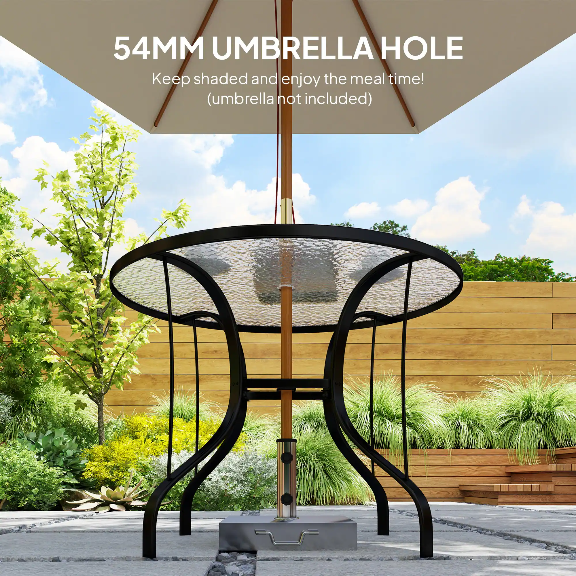 54MM UMBRELLA HOLE
Keep shaded and enjoy the meal time!
(umbrella not included)