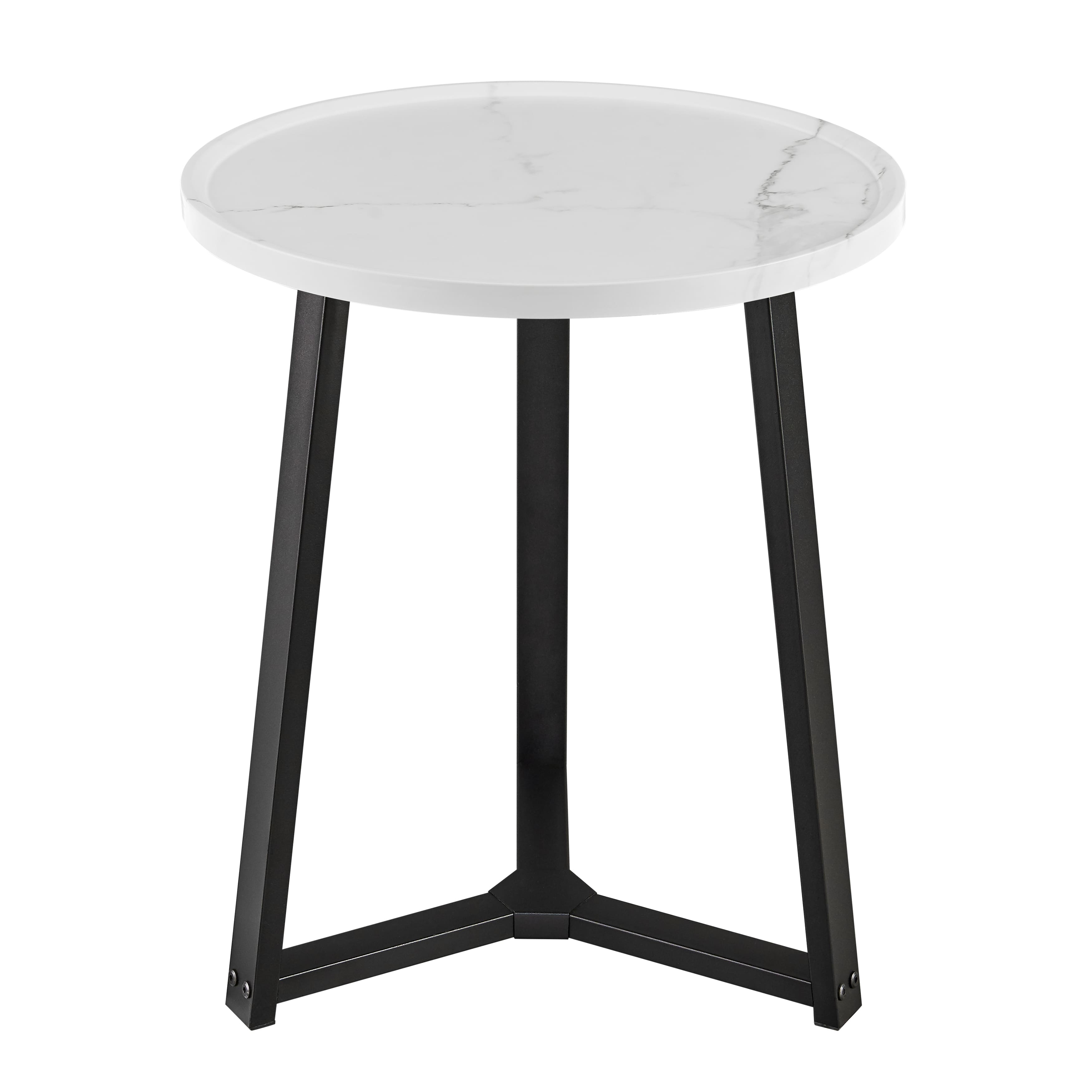 Danya B - Harper Round Side Accent Table - White Marble/Black