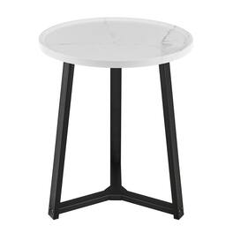 Danya B - Harper Round Side Accent Table - White Marble/Black