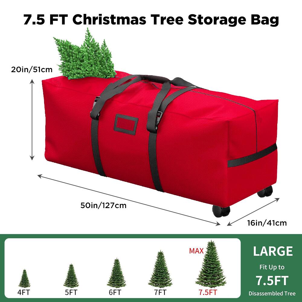 7.5 FT Christmas Tree Storage Bag

20in/51cm  
50in/127cm  
16in/41cm

LARGE  
Fit Up to 7.5FT  
Disassembled Tree

4FT  
5FT  
6FT  
7FT  
MAX 7.5FT