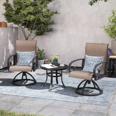 Alt View 5. Crestlive Products - Crestlive Products Set of 2 Brown Aluminum Frame Swivel Dining Chair Brown Mesh Seat - Ash-2PC.