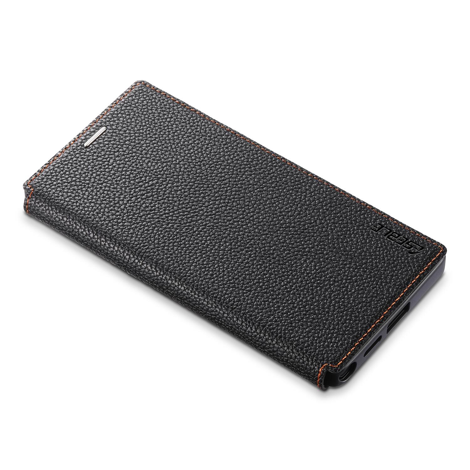 Left. Dteck - Ultra-Thin Faux Leather Card Slot Case for Samsung Galaxy S25 Ultra,Wireless Charging,Flip Card Pocket Phone Cover - Black.