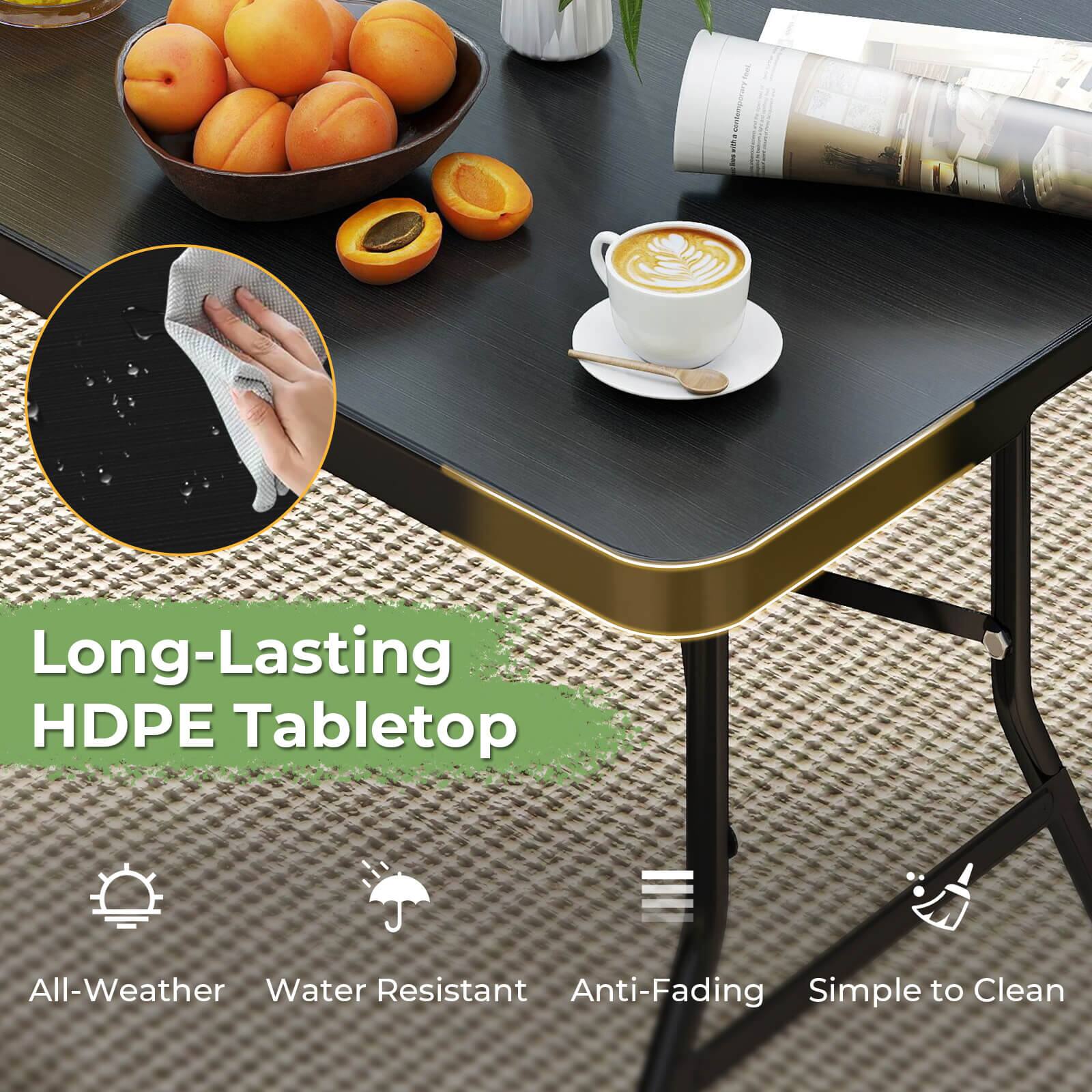 Long-Lasting HDPE Tabletop

- All-Weather
- Water Resistant
- Anti-Fading
- Simple to Clean