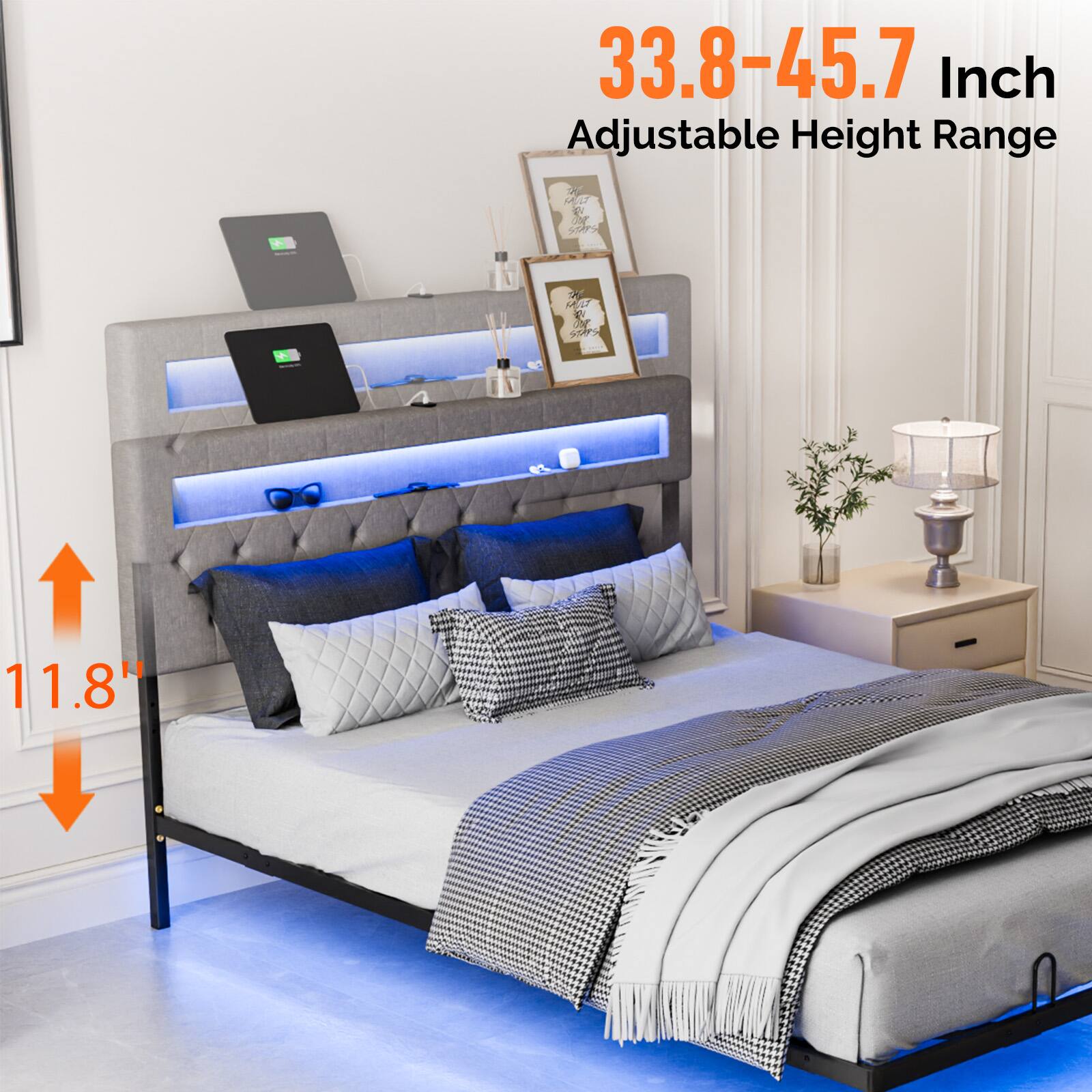 33.8-45.7 Inch Adjustable Height Range  
11.8"