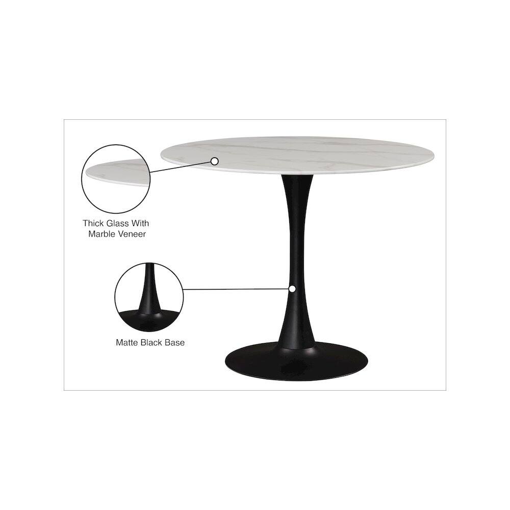 Thick Glass With Marble Veneer  
Matte Black Base