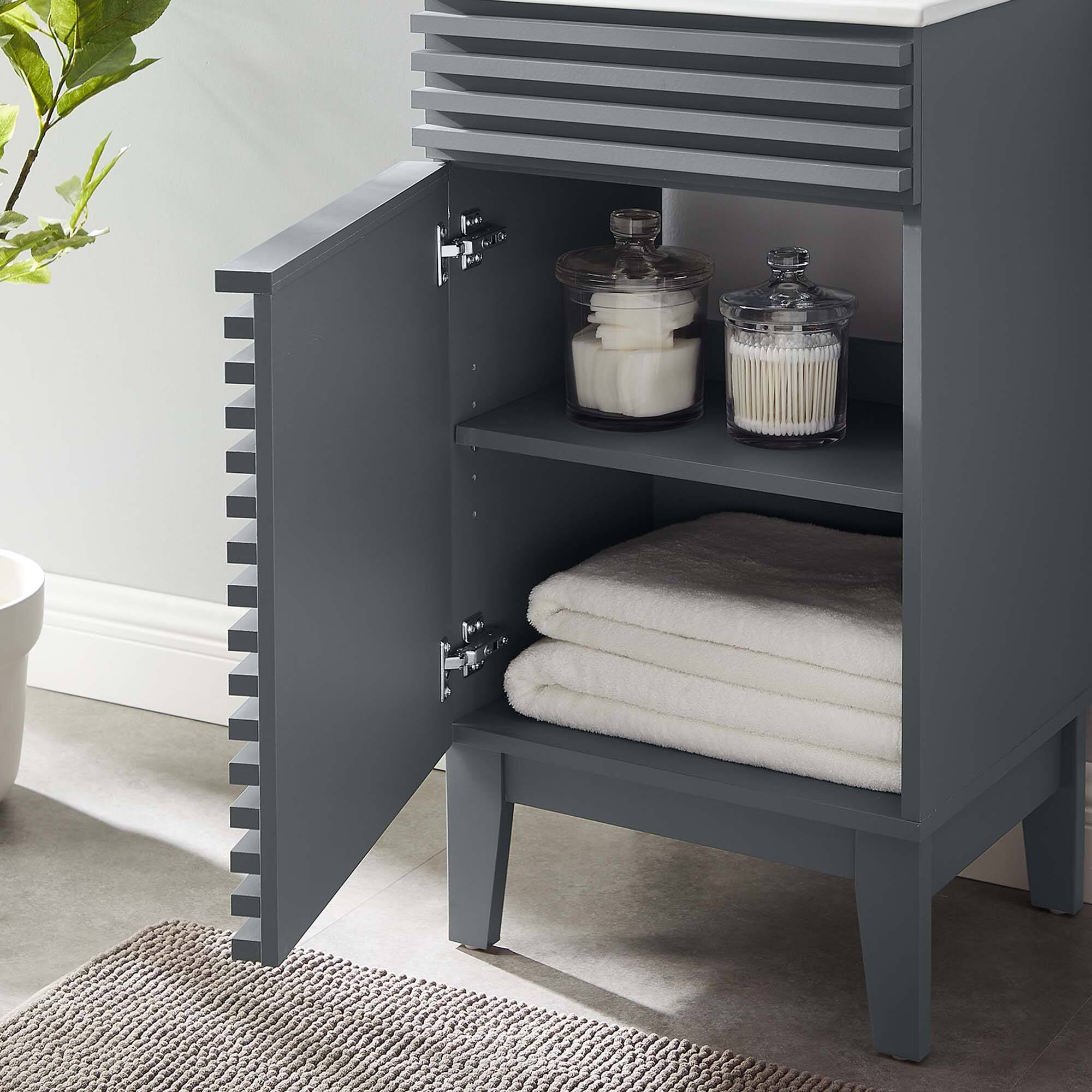 Back. Modway - Render 18" and 24" Bathroom Vanities with White Basin Included - Gray White.