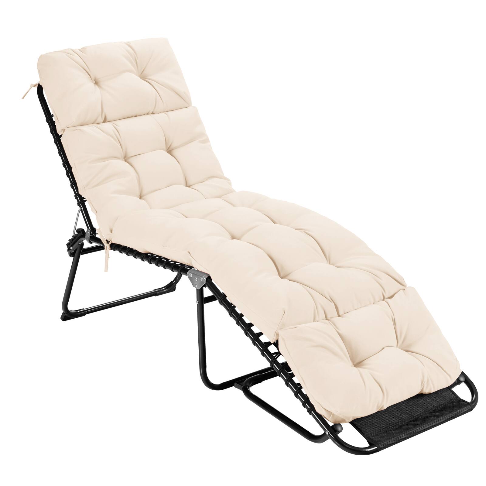 Alt View 3. Gymax - Gymax 4PCS Lounge Chair Cushion 73 x 22 Inch High Back Recliner Cushion w/ 4 Fixing Ties - Beige.