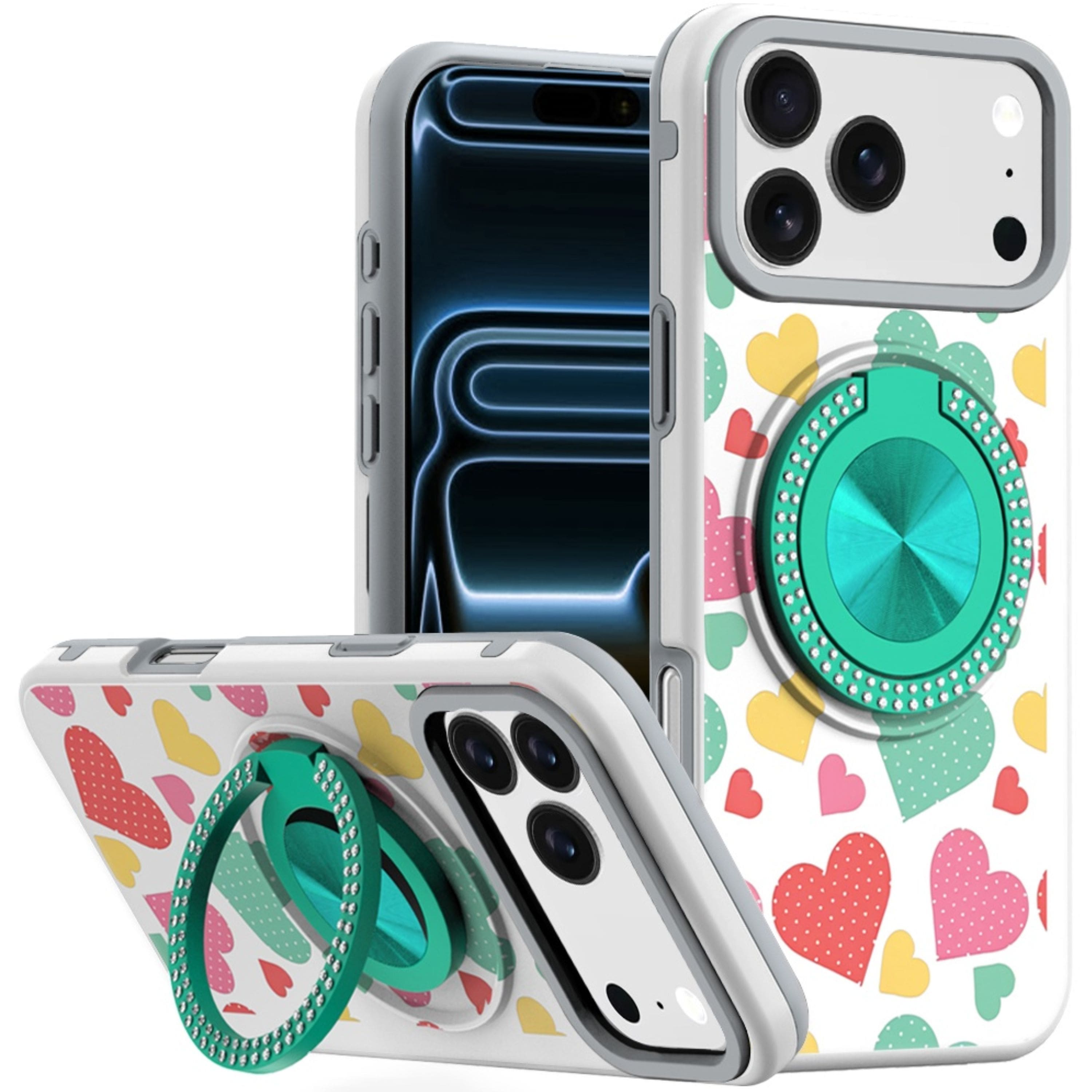 Kitcheniva - Luxury Printed Case With Tempered Glass For iPhone 17 Pro Max Pastel Hearts - Multicolor price history on PriceWatchPro