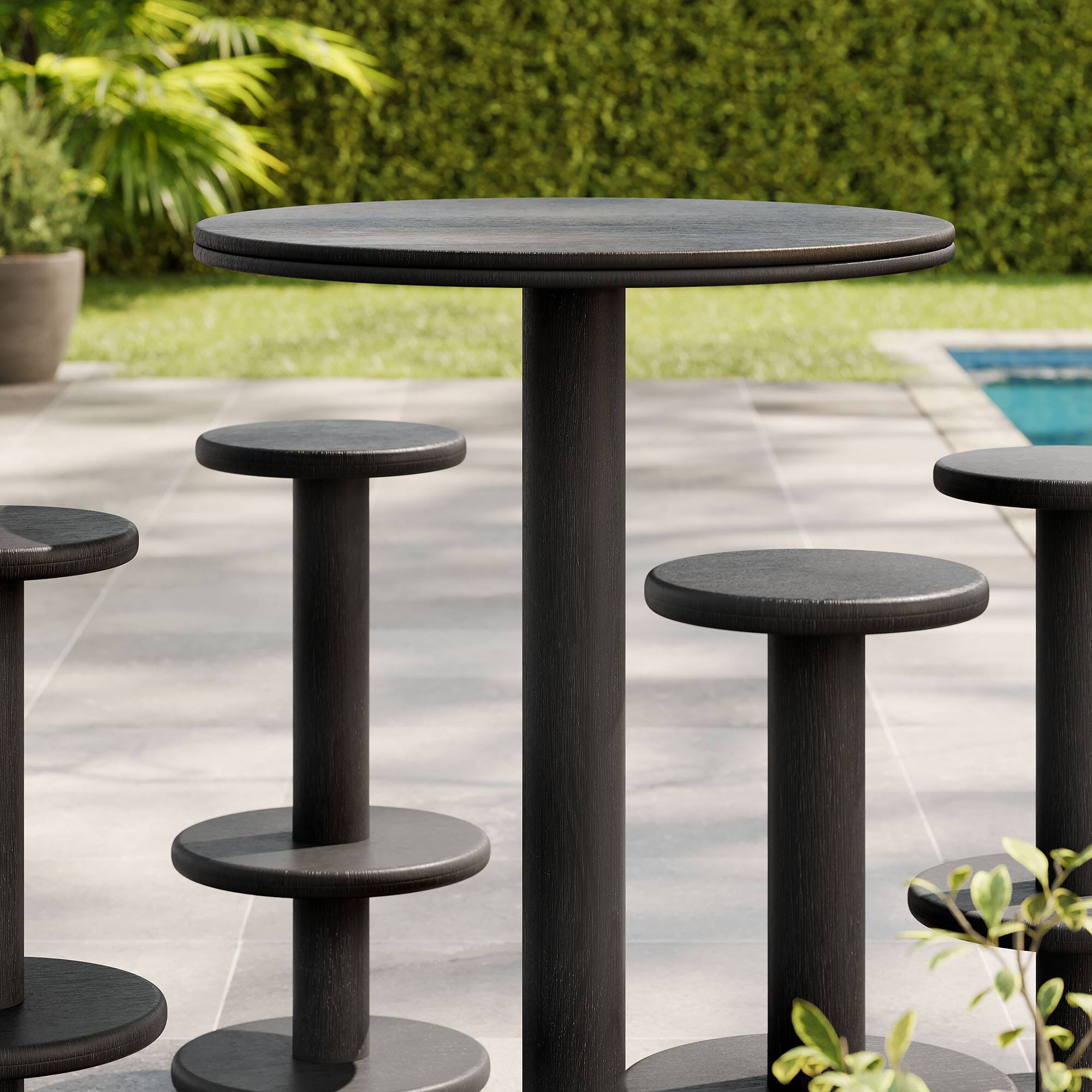 Alt View 4. Modway - Neo 5-Piece Round Indoor - Outdoor Round Patio Bar Table And Stool Set by Modway - Black.