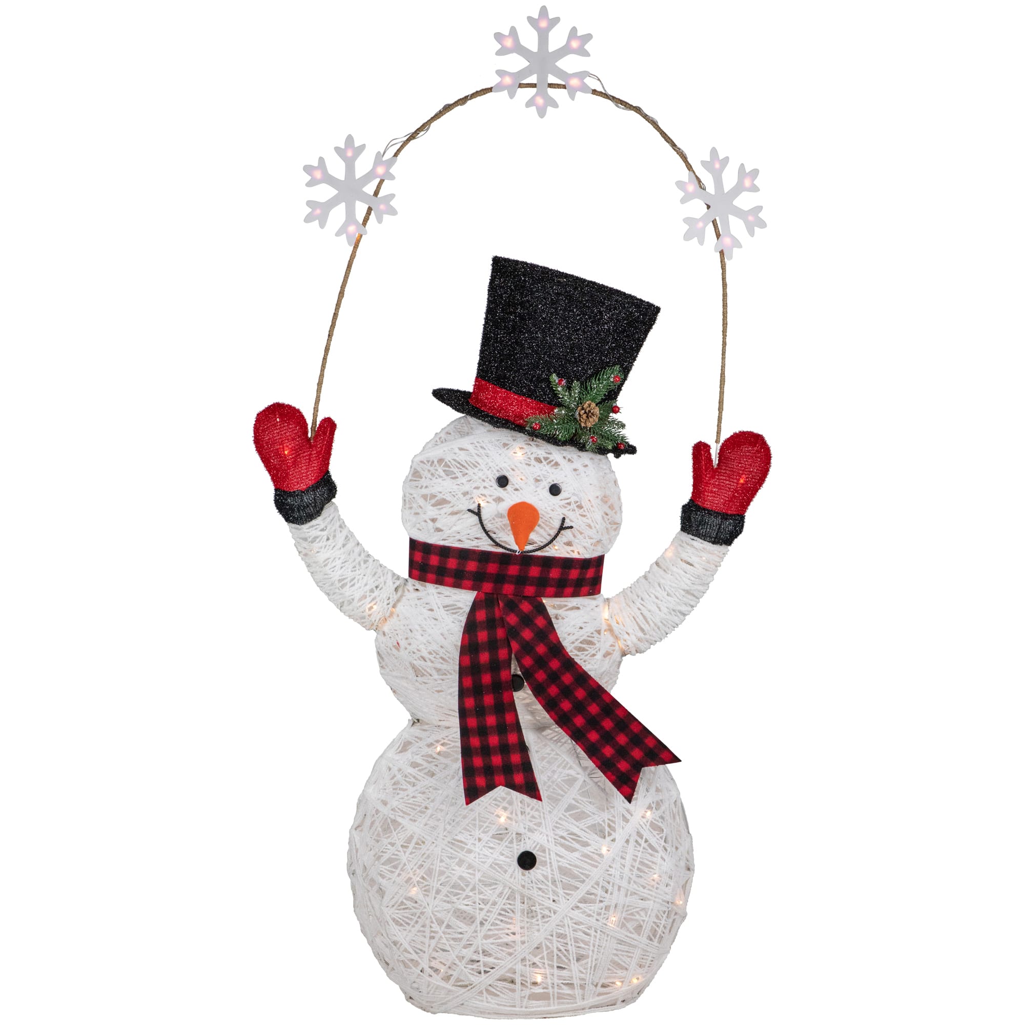 Northlight - 57" LED Lighted Snowman Holding Snowflakes Outdoor Christmas Decoration - White