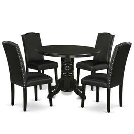 East West Furniture - Dining Room Set Black - Brown