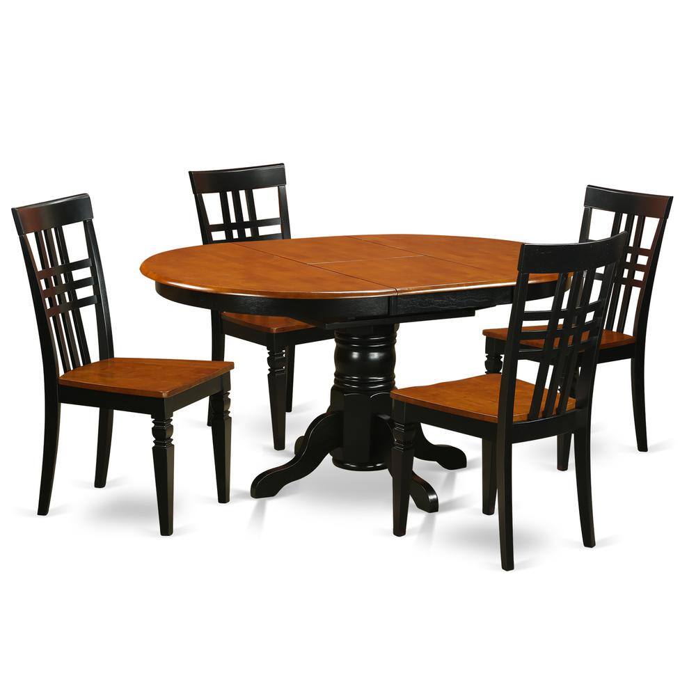 Front. East West Furniture - 5 PC Kitchen Tables and chair set with a Kenley Dining Table and 4 Kitchen Chairs in Black and Cherry - Black & Cherry.