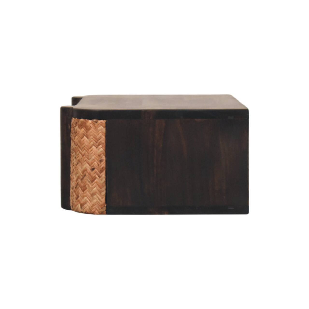 Alt View 5. Artisan Furniture - Artisan Furniture Solid Wood Rattan Curve Wall-Mounted Drawer - Dark Brown.