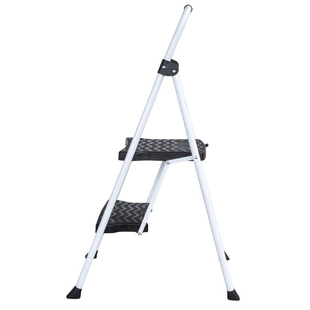Left. AmeriHome - Two Step Folding Utility Step Ladder - White, Black.