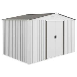 Outsunny - 9' x 6' Outdoor Storage Shed, Garden Tool Metal Shed with Foundation Kit, Double Lockable Door