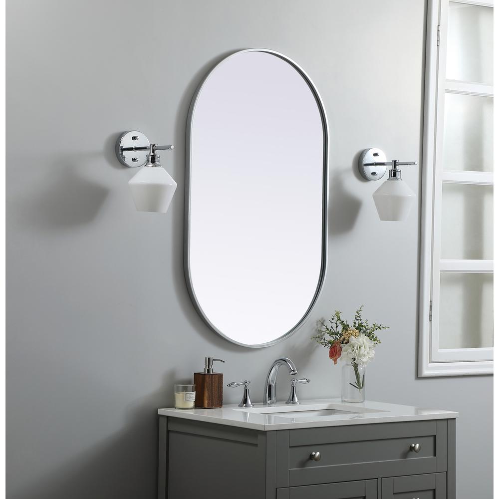 Alt View 6. Elegant Decor - Metal Frame Oval Mirror 24x40 Inch in Silver - Silver.