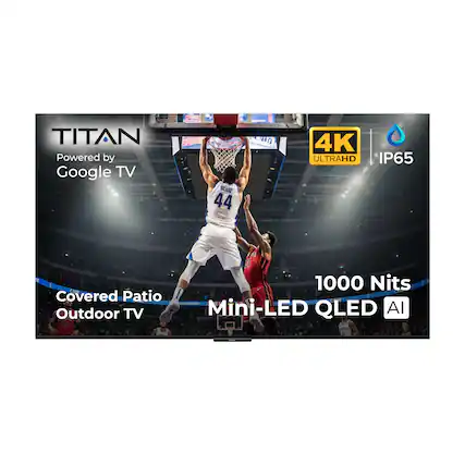TITAN Powered by Google TV: BOU Ad G 44 - 40 4K ULTRAHD IP65 CROE Covered Patio Outdoor TV 1000 Nits CWE Mini-LED QLED AI